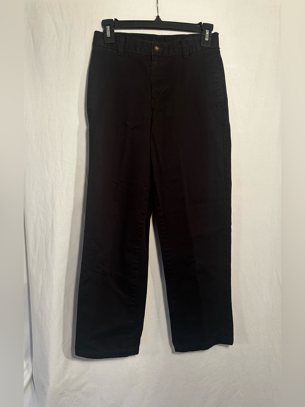 BOYS YOUTH 14 WAIST 26 DARK BLACK CHINO GEORGE PANTS WITH WAIST EXTENDERS